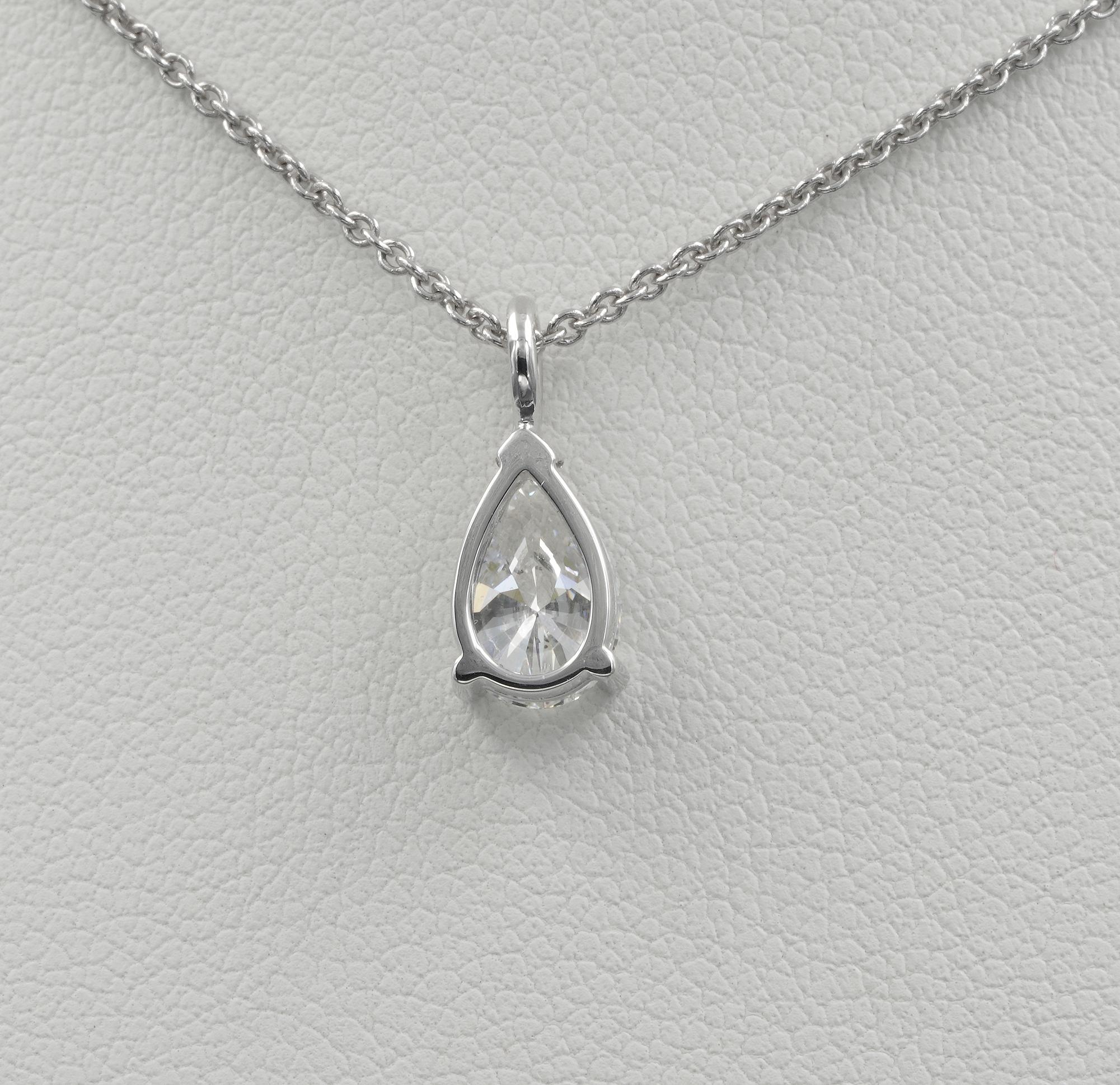 Contemporary Classy .75 Ct Weighted Tear Drop Diamond Plus 18 KT Chain Necklace For Sale