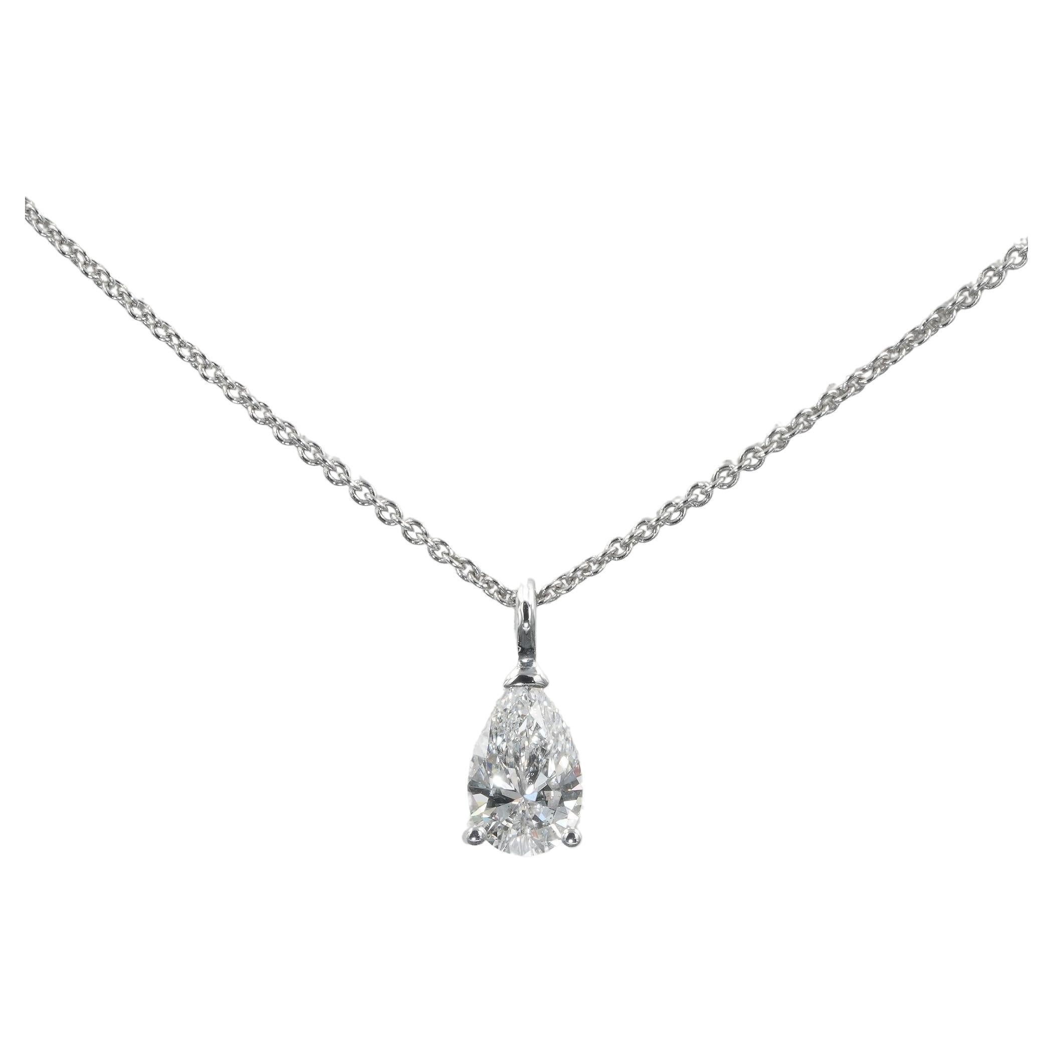 Classy .75 Ct Weighted Tear Drop Diamond Plus 18 KT Chain Necklace For Sale