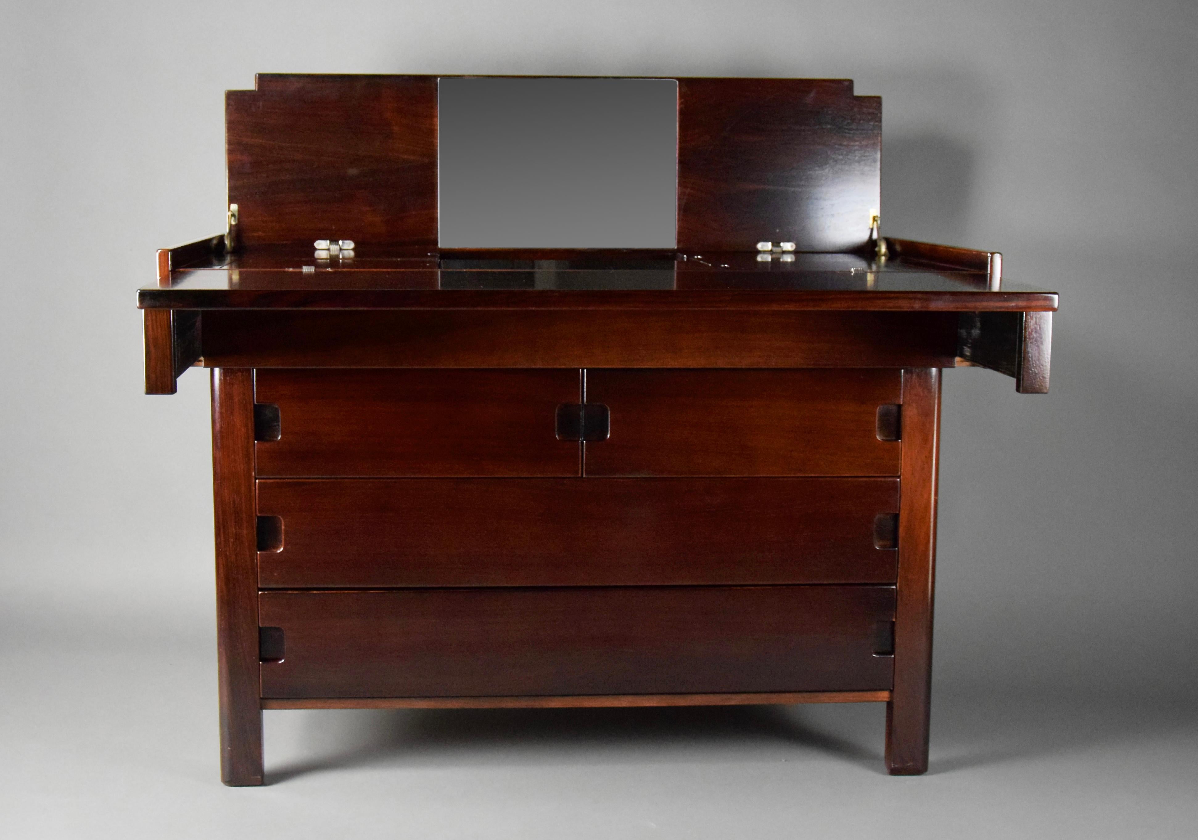 Classy and Stylish Italian 1970's Chest of Drawers Vanity and Writing Desk For Sale 4