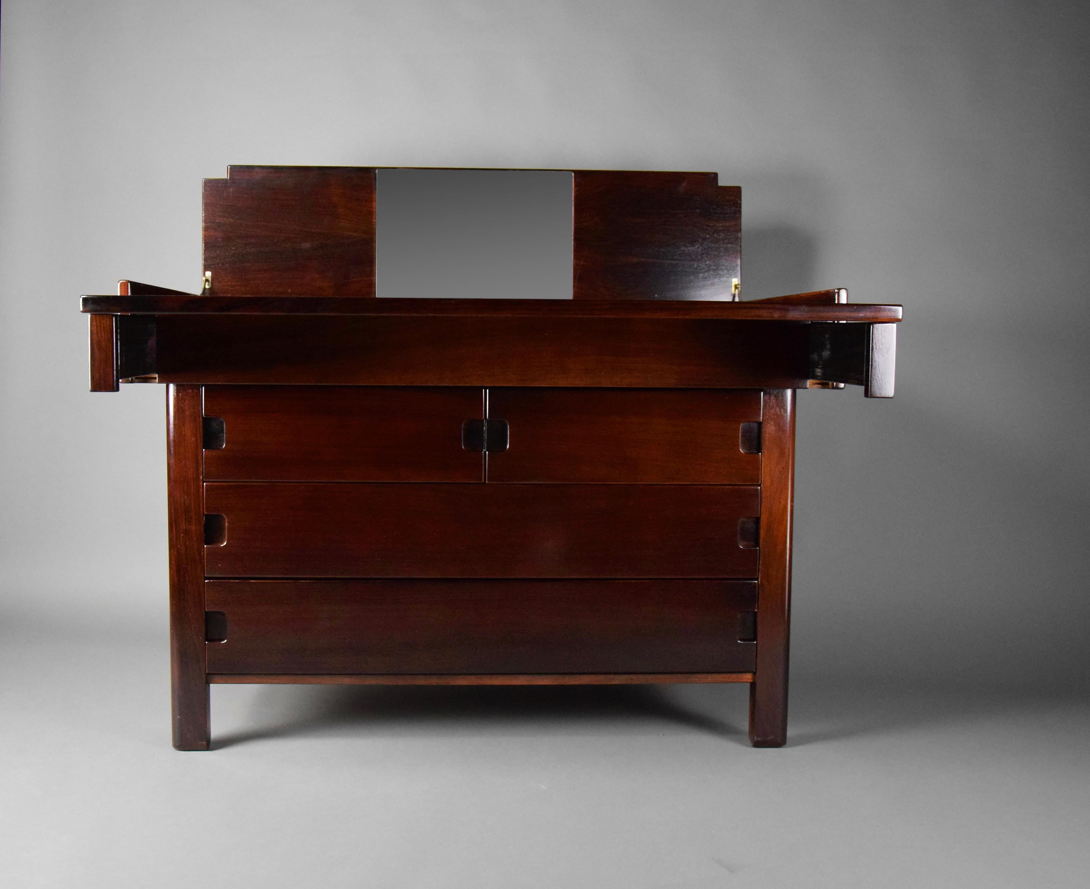 Classy and Stylish Italian 1970's Chest of Drawers Vanity and Writing Desk For Sale 5