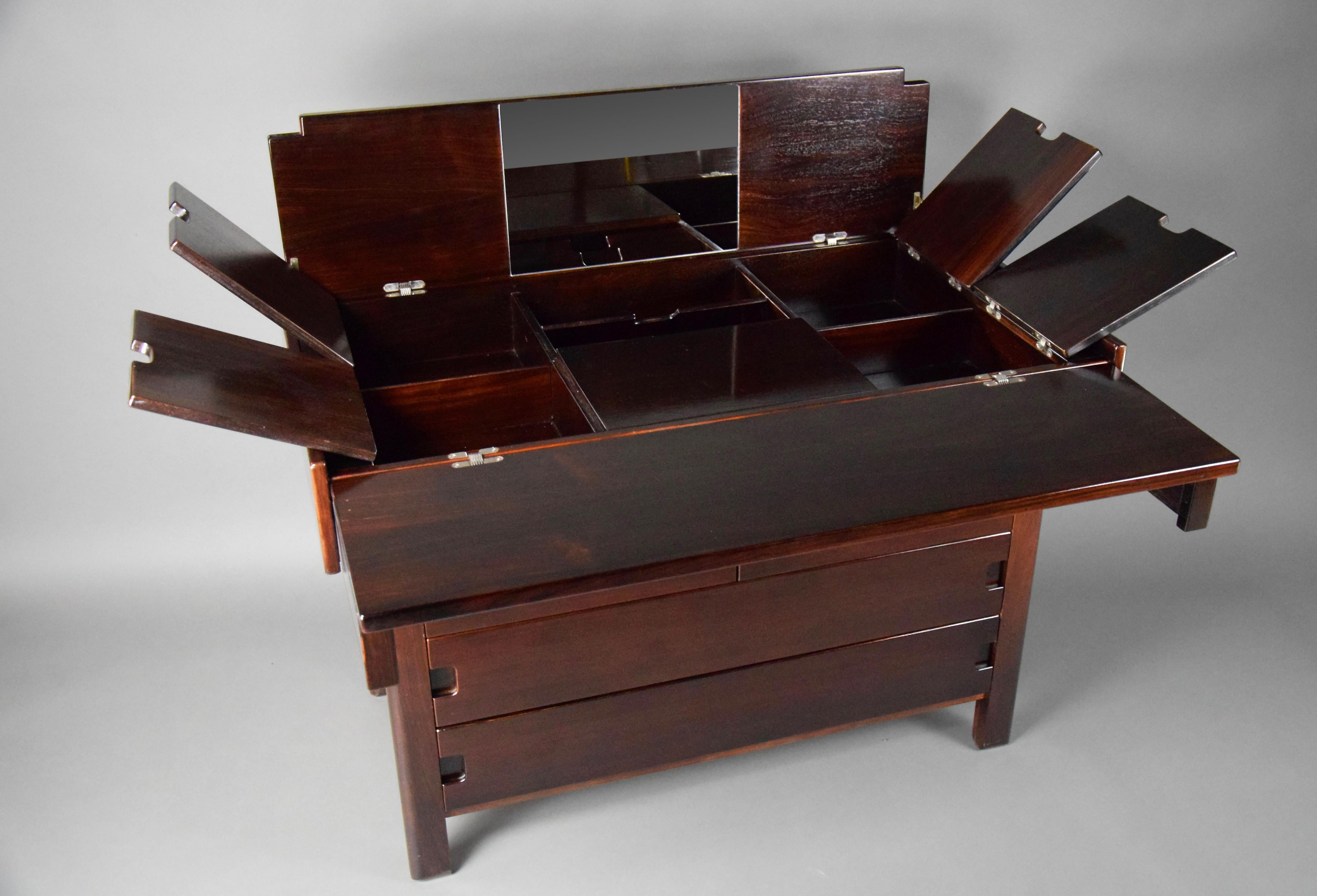 Mirror Classy and Stylish Italian 1970's Chest of Drawers Vanity and Writing Desk For Sale