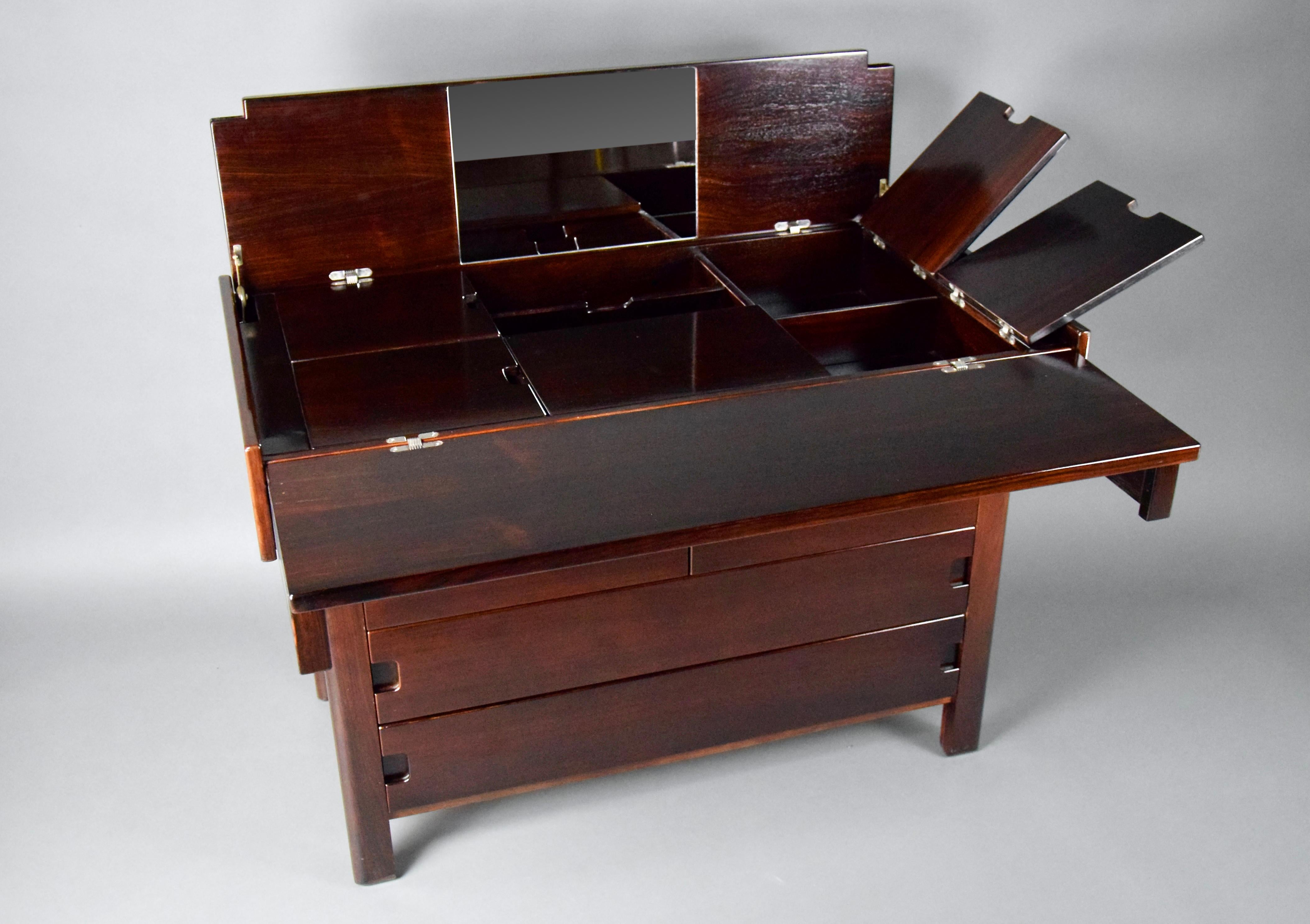 Classy and Stylish Italian 1970's Chest of Drawers Vanity and Writing Desk For Sale 3