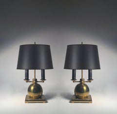 Classy Art Deco / Arts & Crafts Hammered Brass / Bronze Table Lamps