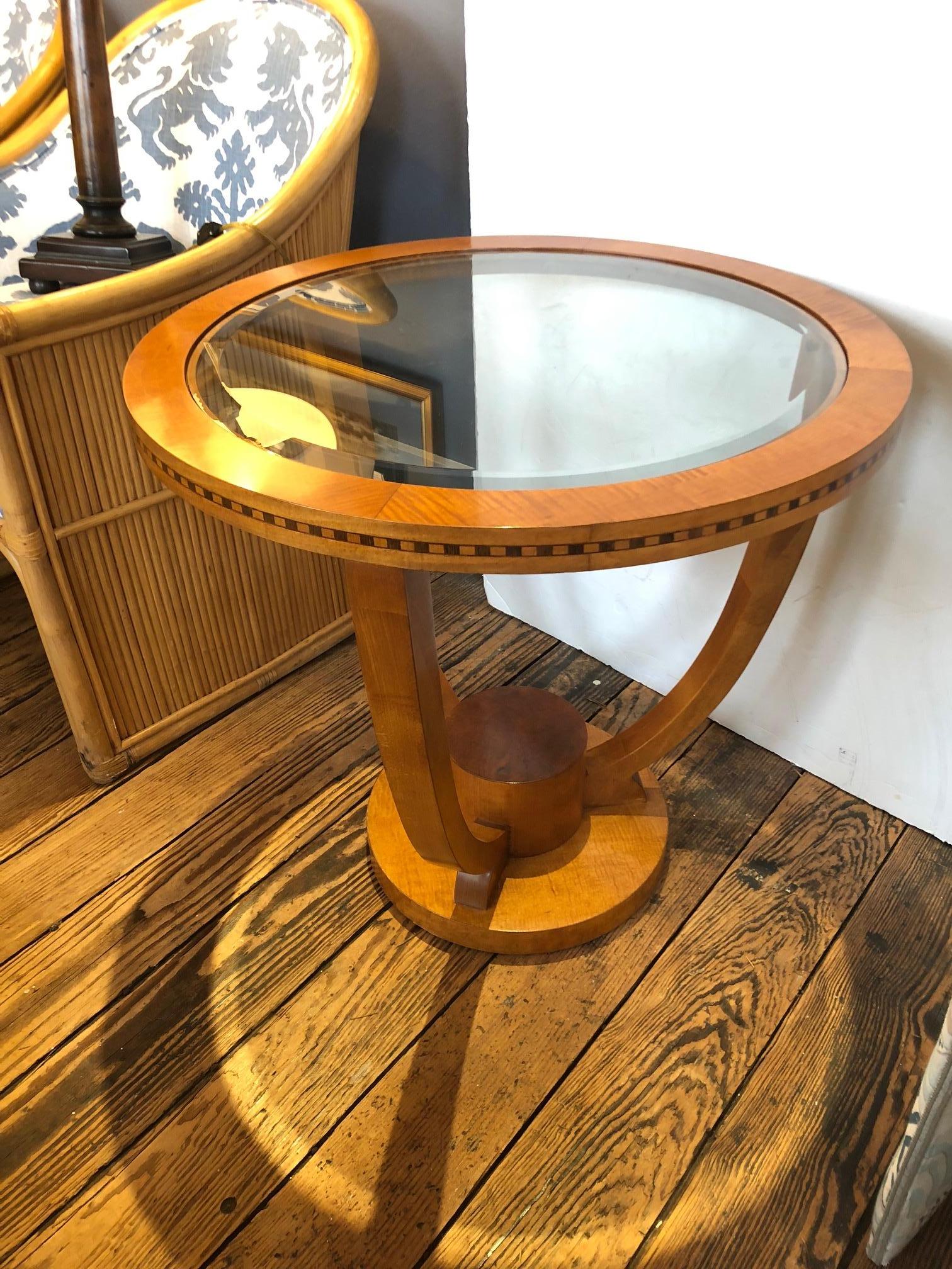 American Classy Art Deco Style Round Side or End Table