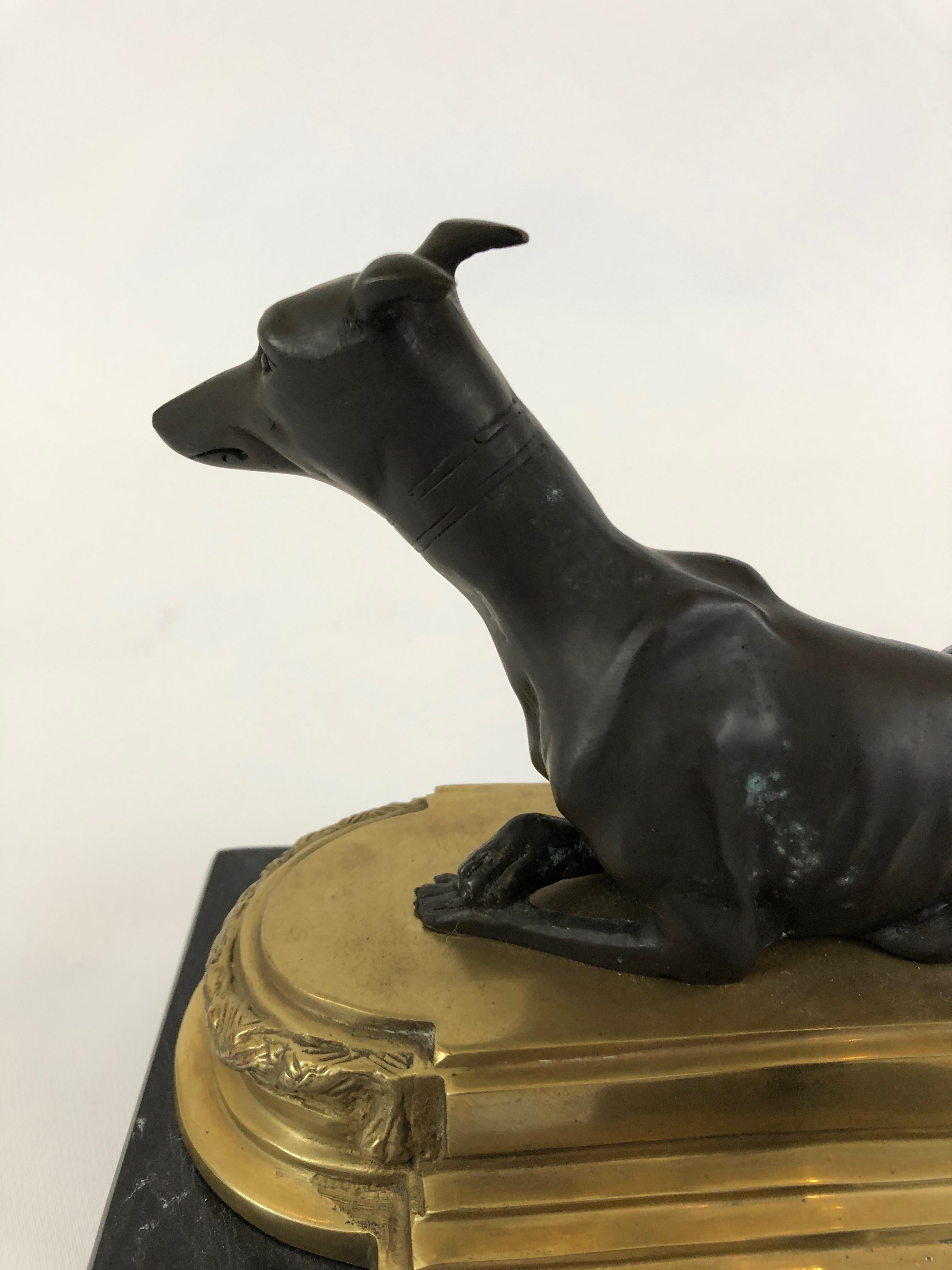 Late 20th Century Classy Bronze Greyhound Table Lamp by Chelsea House