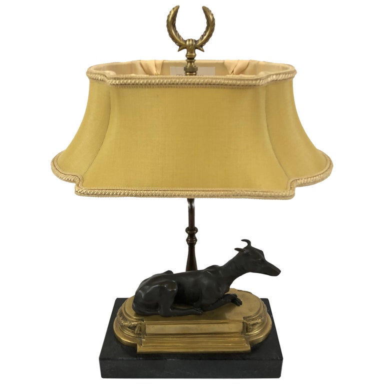 Classy Bronze Greyhound Table Lamp by Chelsea House at 1stDibs