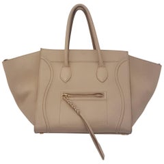 Classy Celine Taupe Phantom Luggage Tote with Front Zipper Pocket