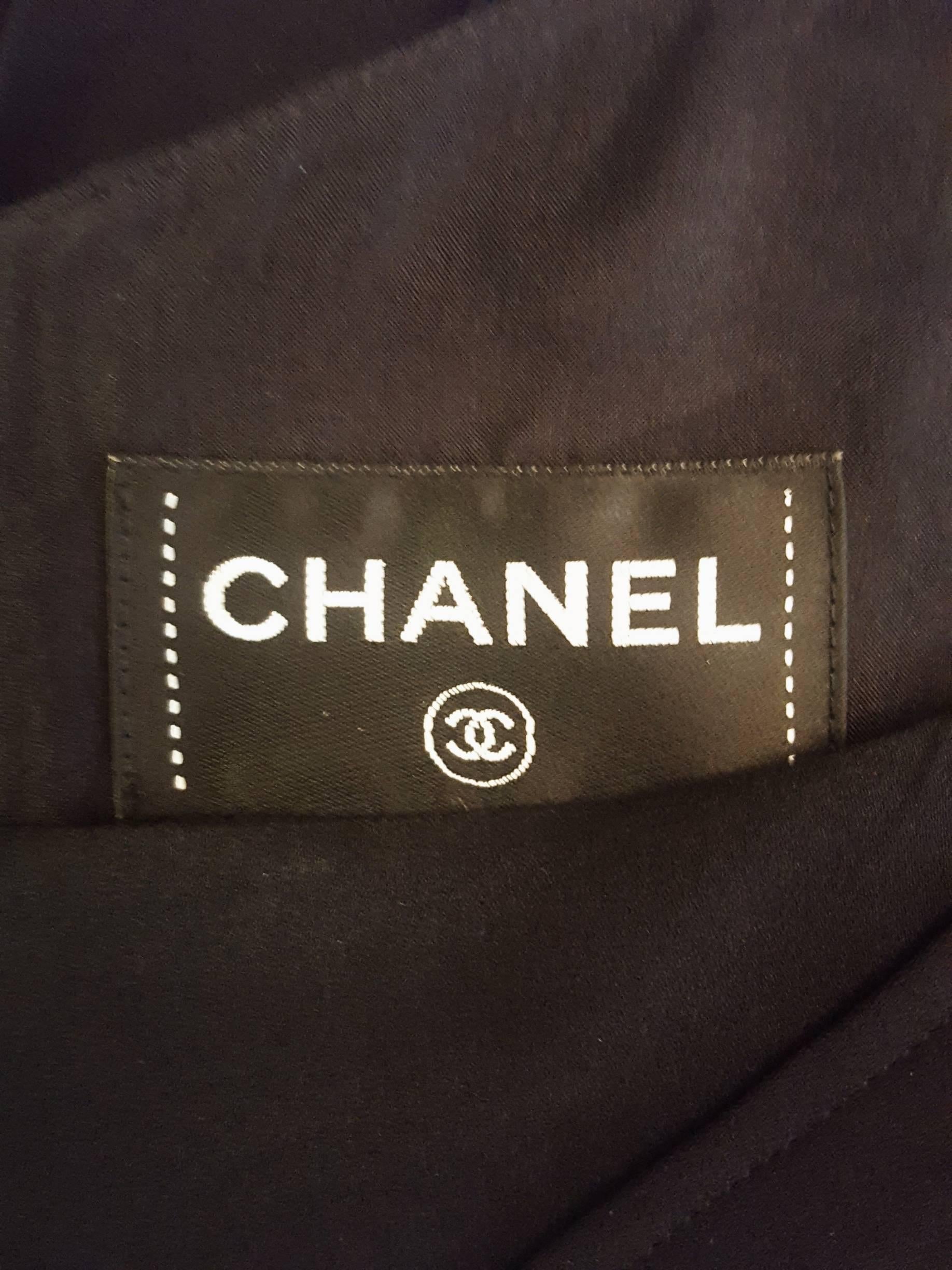Classy Chanel Black Silk Dress with Drop Waist Crisscross Detail at Neckline For Sale 2