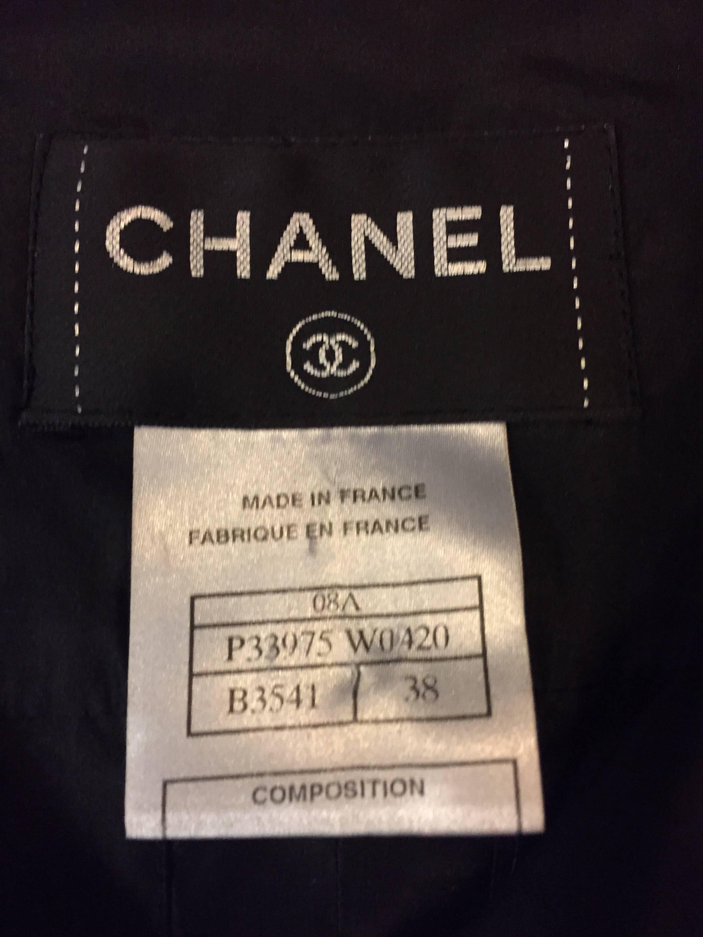 Chanel Front Pleated Blouse with Round Collar in Black Silk  For Sale 1