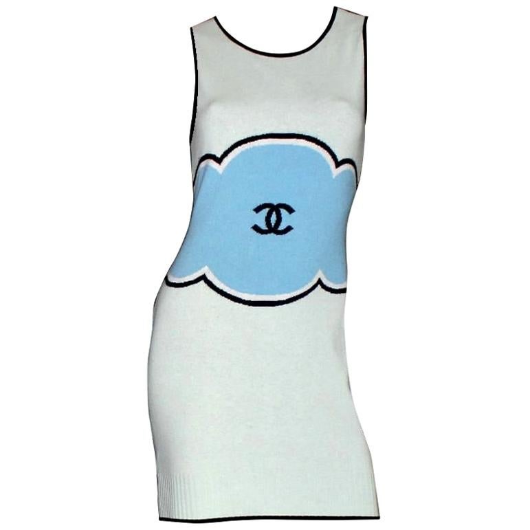 SIN VENDER Mini Vestido Chanel Signature CC Logo Enblem Knit Cashmere 38 en venta