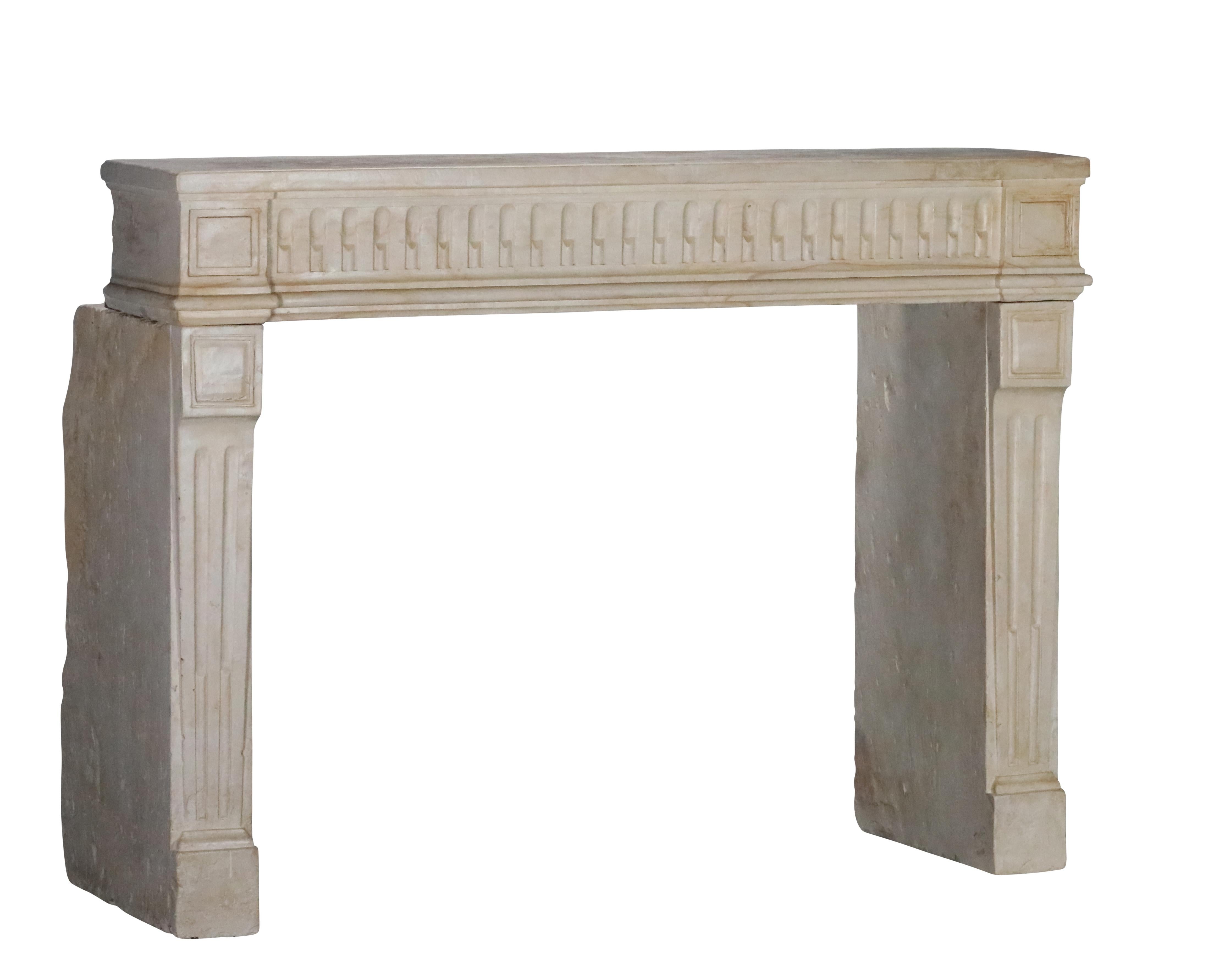 French Classy Chic 18th Century Limestone Fireplace For Exclusive Interior Project For Sale