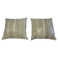 Classy Custom Pair of Faux Snakeskin & Ultrasuede Pillows