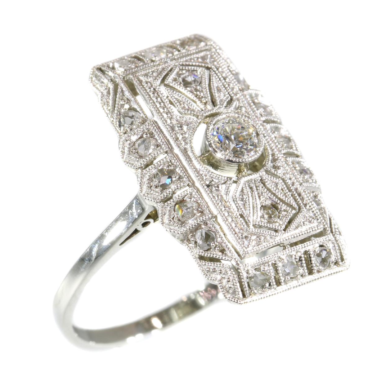  Edwardian Art Deco Diamond Engagement Ring For Sale 3
