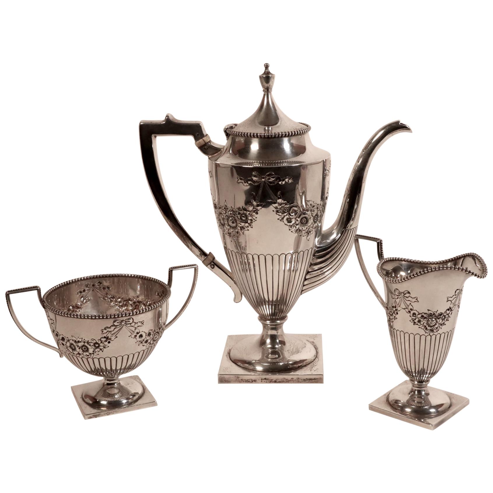 Store closing March 31.   Silver Three Piece Coffee Service Udall & Ballou For Sale