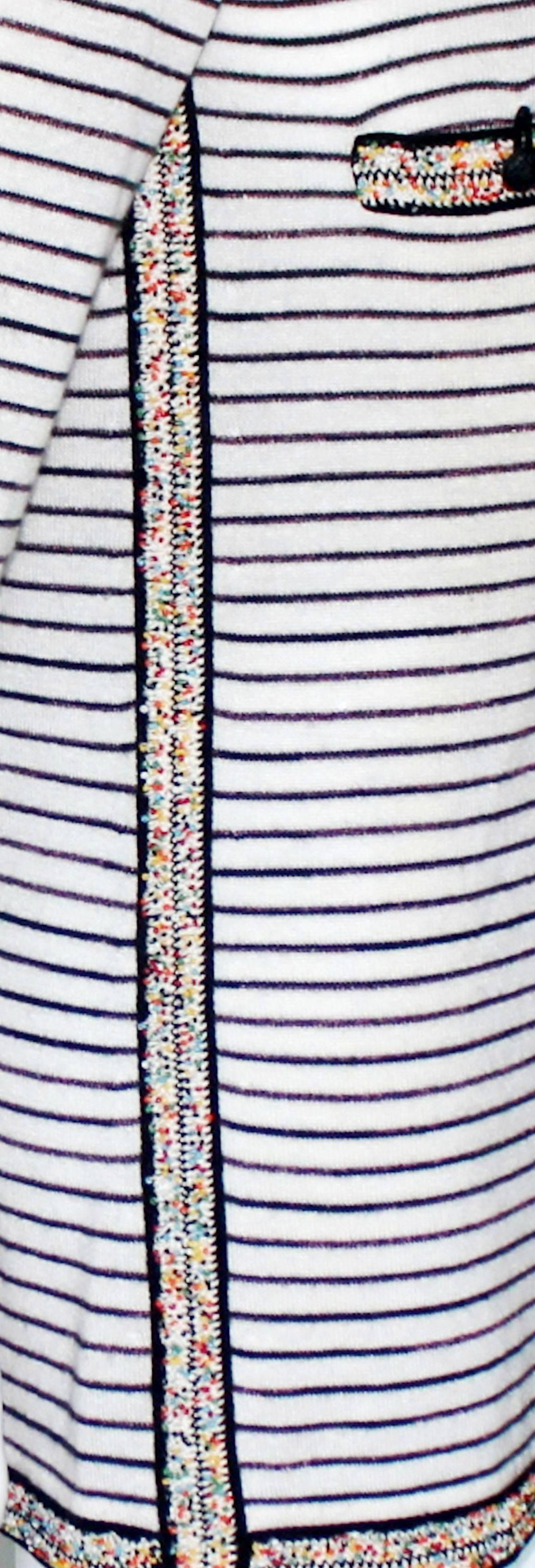 Gray CHANEL Embellished Striped Beaded Cashmere Blend Tunic Kaftan Mini Dress 34 For Sale