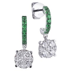 Classy Emerald Diamond White 18 Karat Gold Earrings for Her