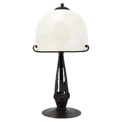 Used Classy French Art Deco Alabaster Table Lamp, 1920s