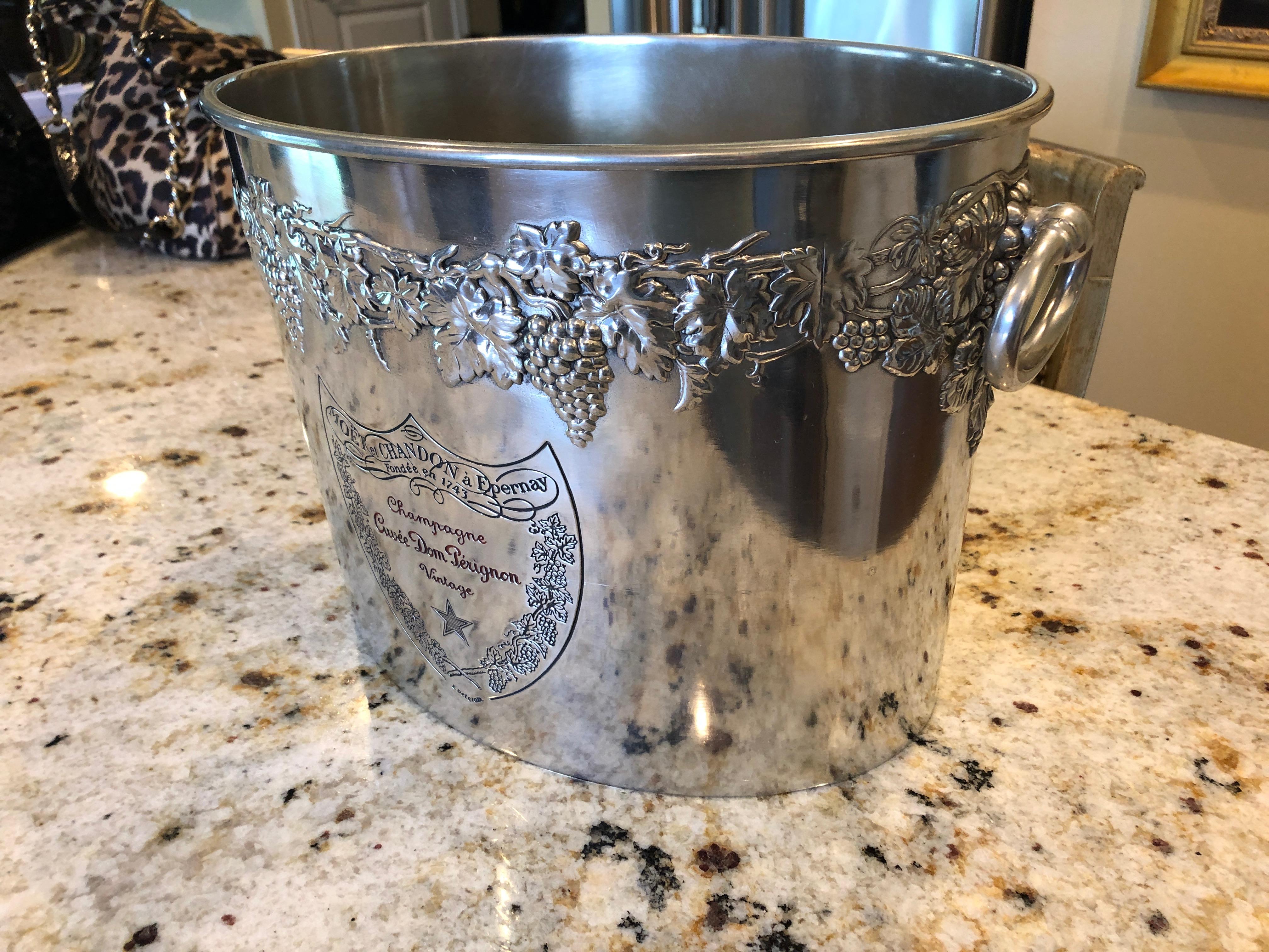 Classy French Dom Perignon Vintage Pewter Champagne Ice Bucket 1