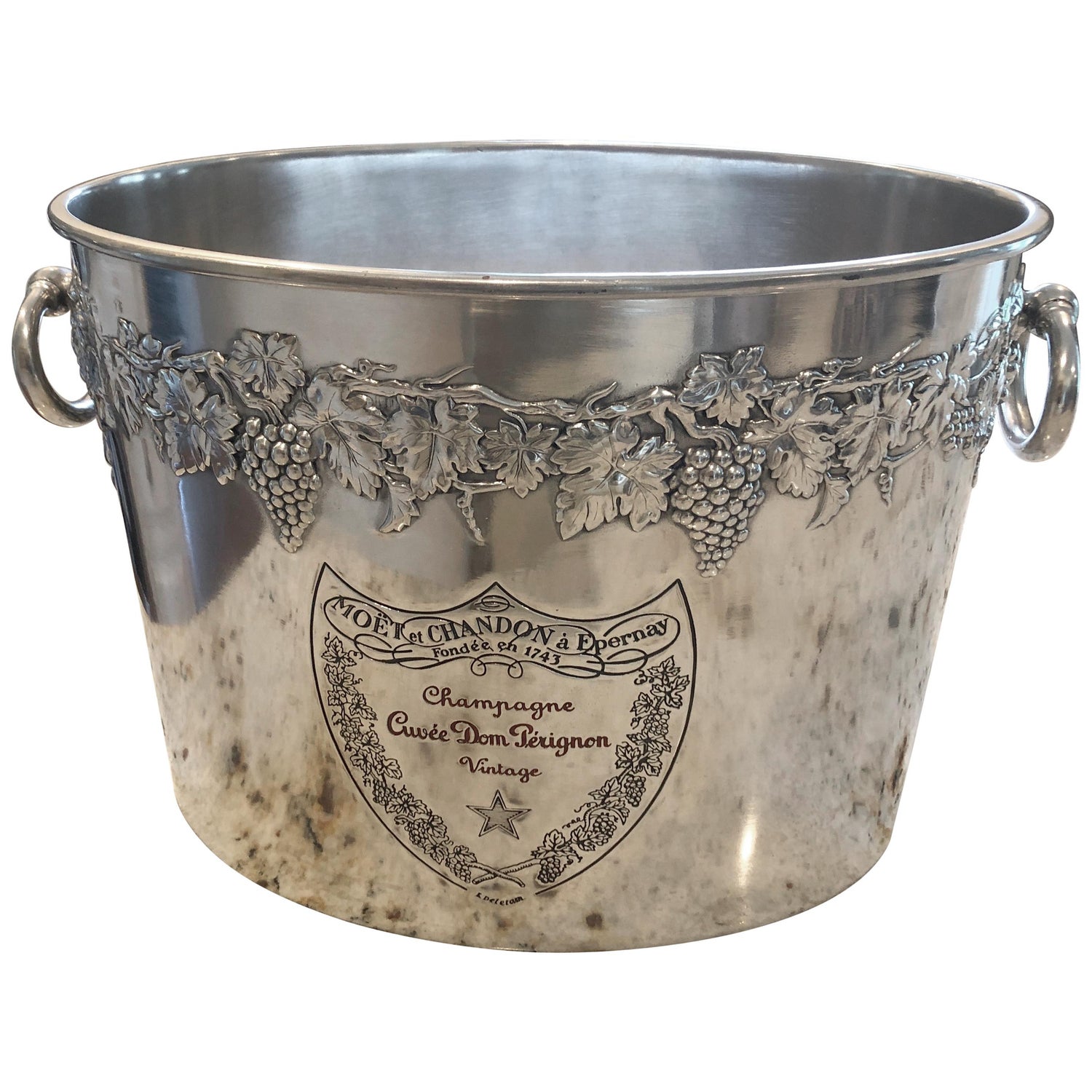Classy French Dom Perignon Vintage Pewter Champagne Ice Bucket at 1stDibs
