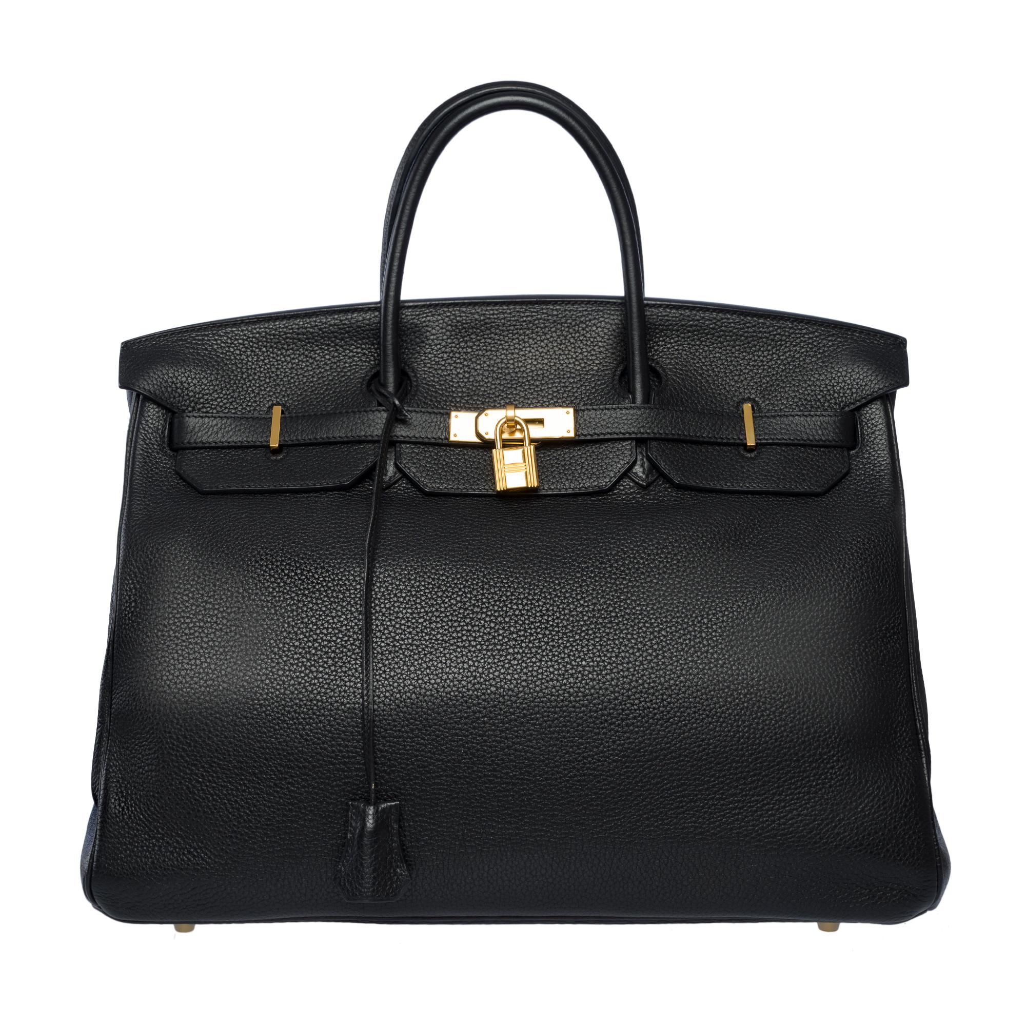 Classy Hermes Birkin 40 handbag in Black Togo calf leather, GHW In Good Condition For Sale In Paris, IDF