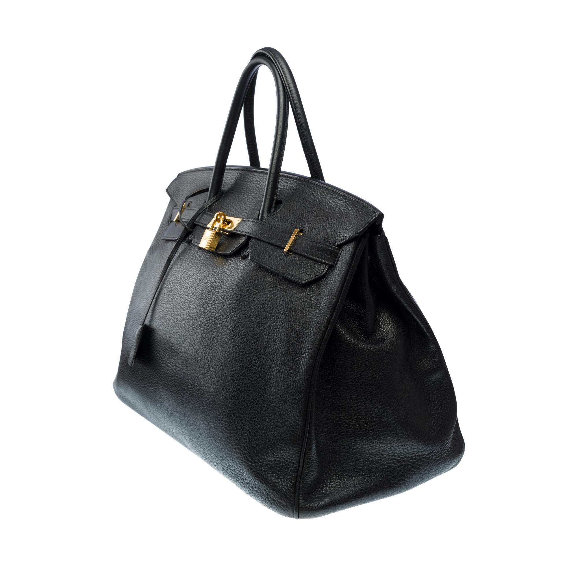 Women's or Men's Classy Hermes Birkin 40 handbag in Black Togo calf leather, GHW