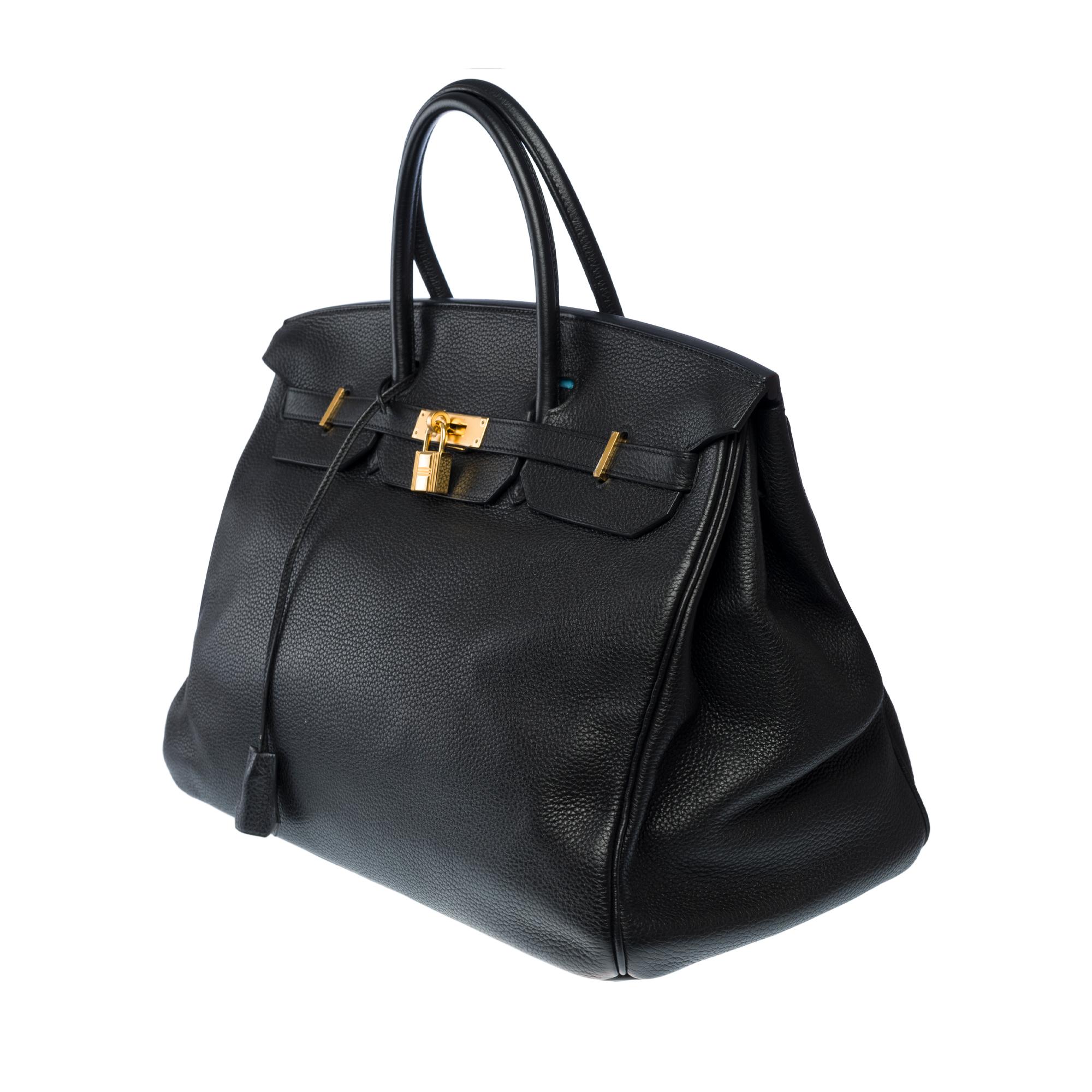 Classy Hermes Birkin 40 handbag in Black Togo calf leather, GHW For Sale 1