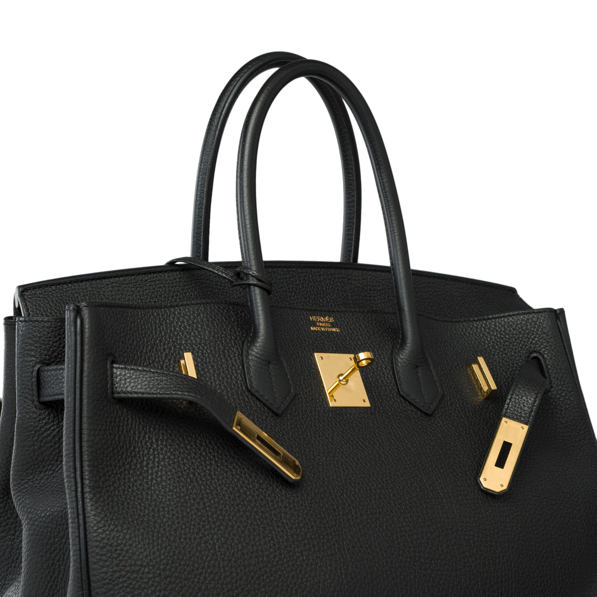 Classy Hermes Birkin 40 handbag in Black Togo calf leather, GHW For Sale 3