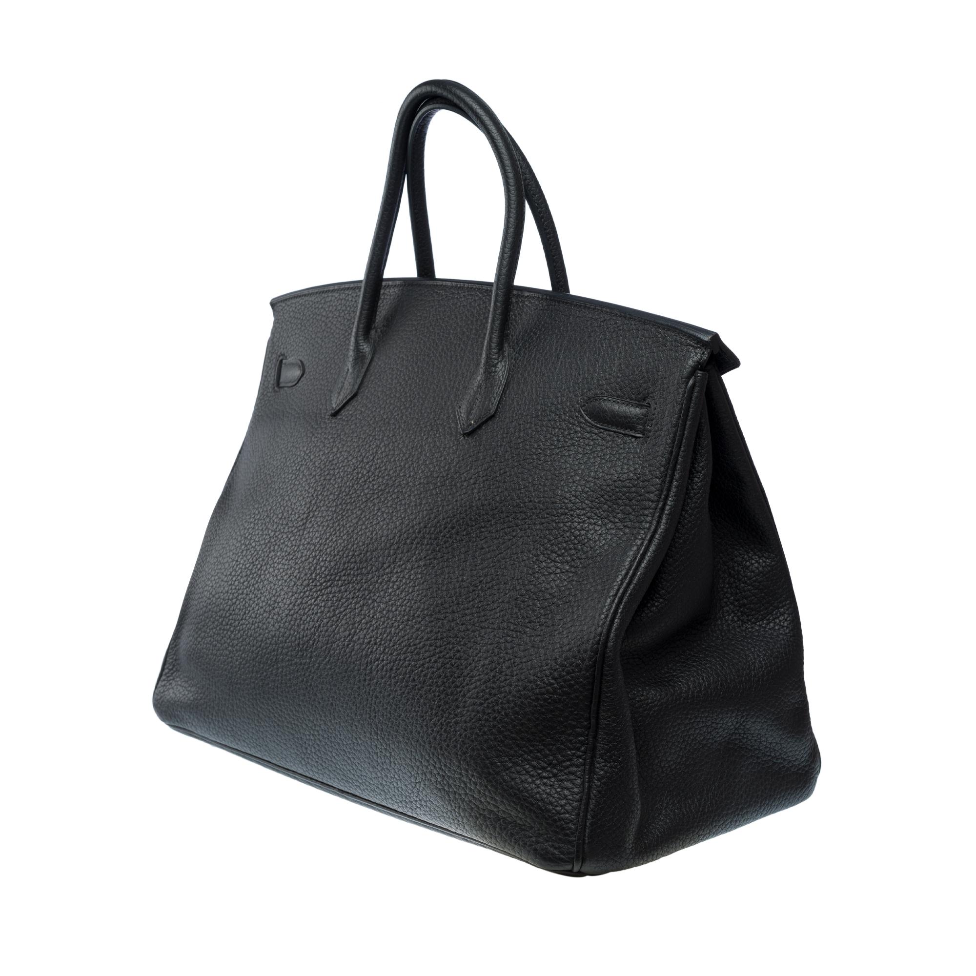 Classy Hermes Birkin 40cm handbag in Black Fjord calf leather, SHW For Sale 1