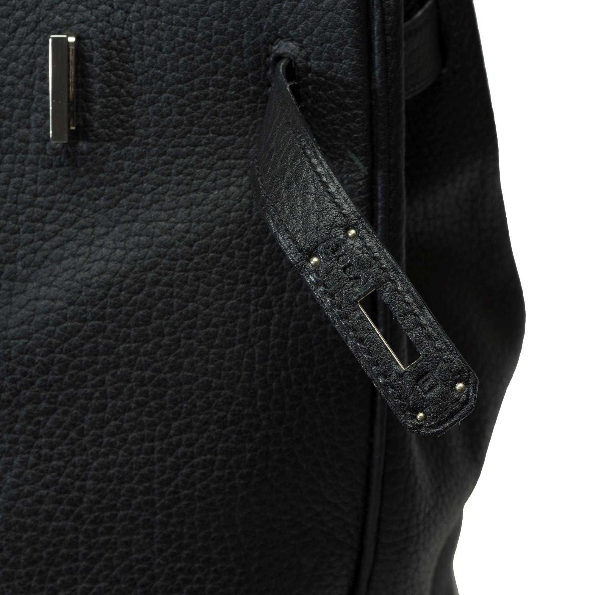 Classy Hermes Birkin 40cm handbag in Black Fjord calf leather, SHW For Sale 3