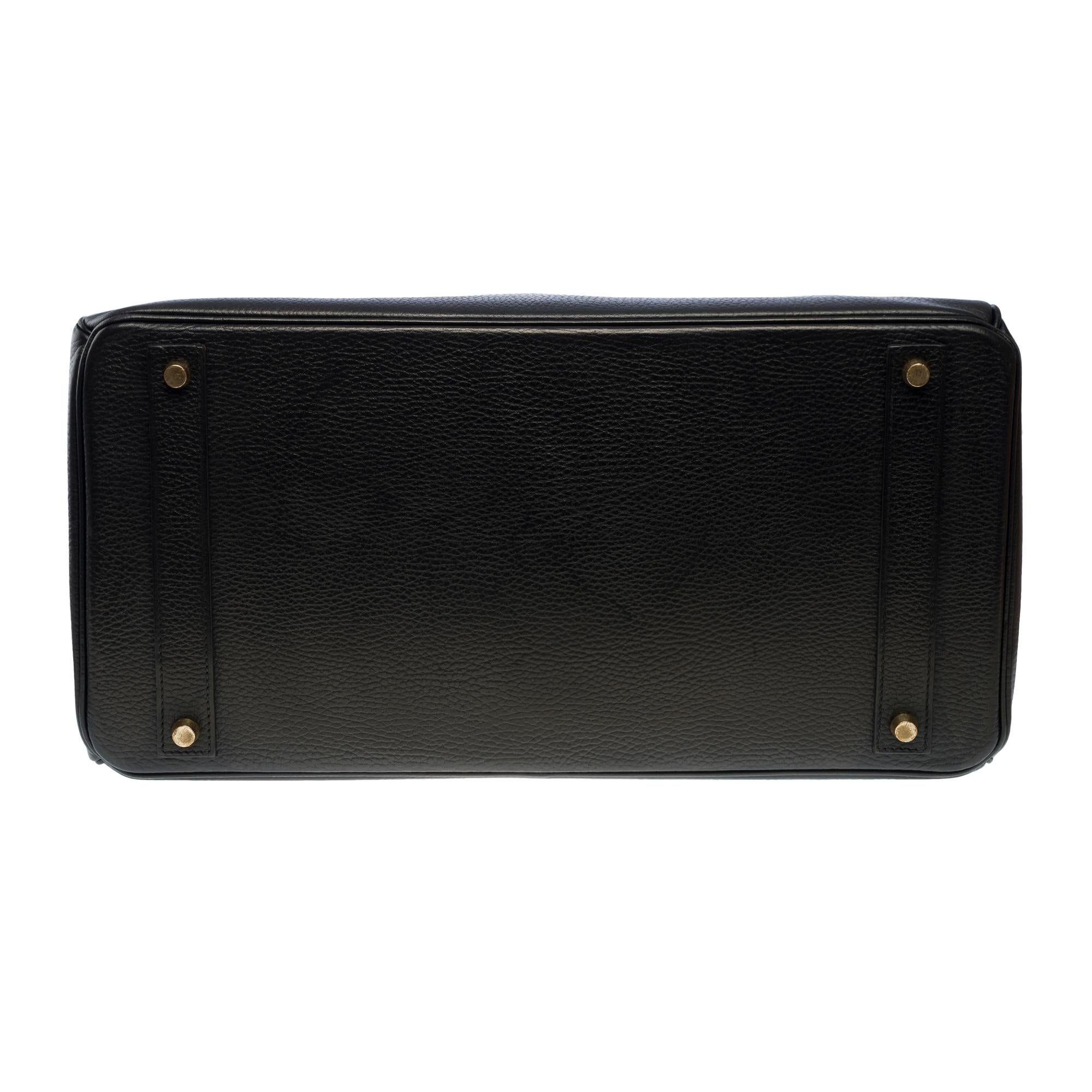 Classy Hermes Birkin 40cm handbag in Black Fjord leather, GHW 5