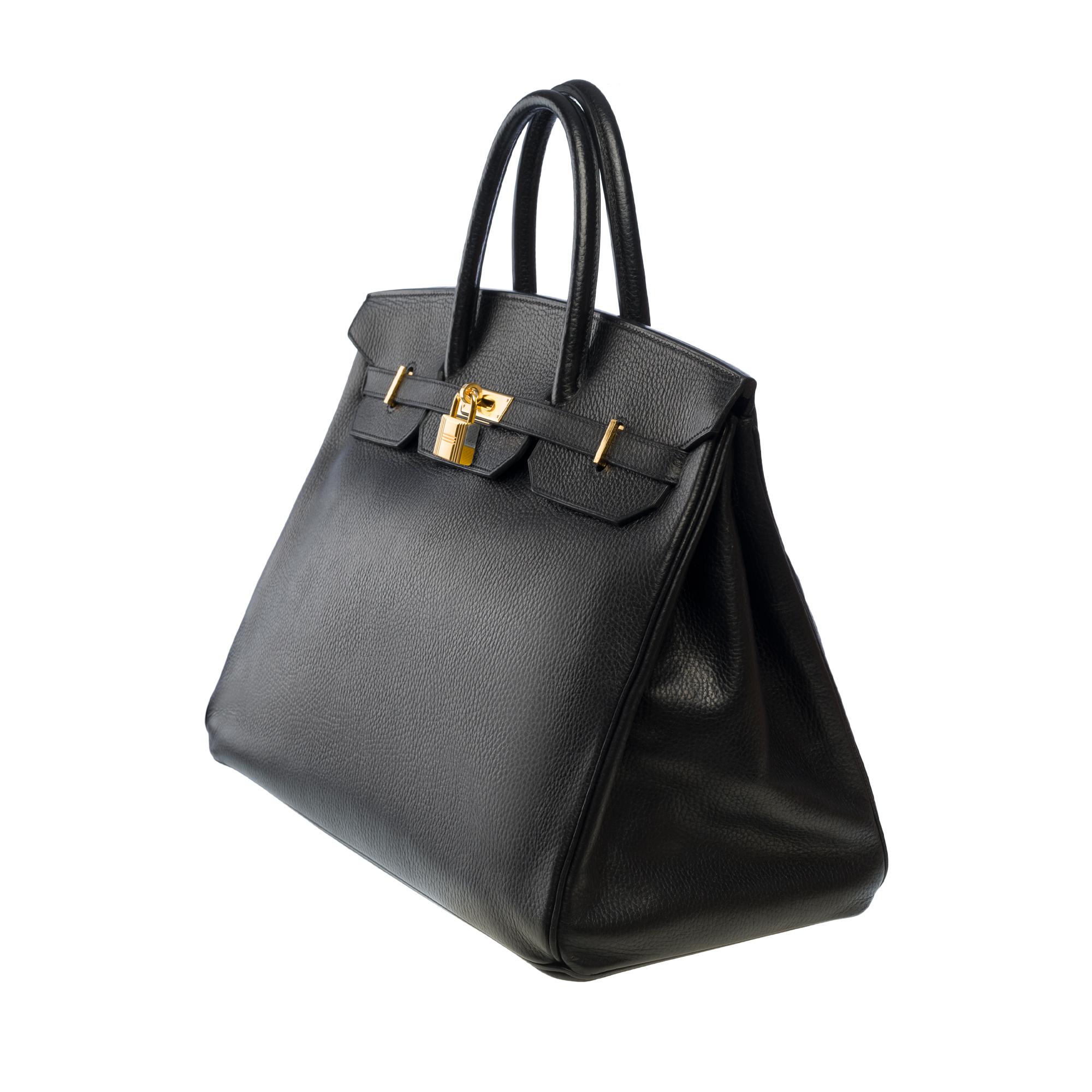 Classy Hermes Birkin 40cm handbag in Black Fjord leather, GHW In Good Condition In Paris, IDF