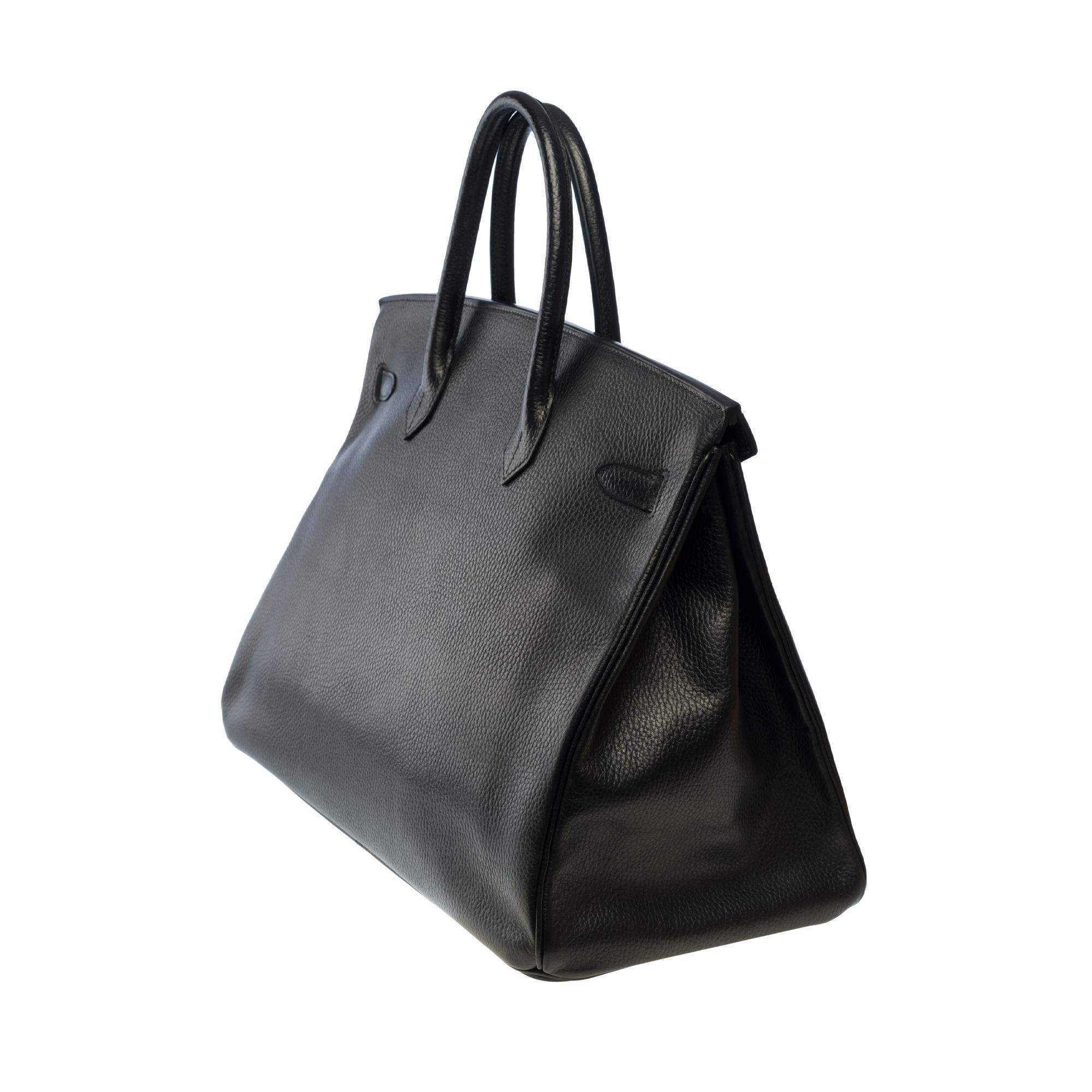 Women's or Men's Classy Hermes Birkin 40cm handbag in Black Fjord leather, GHW