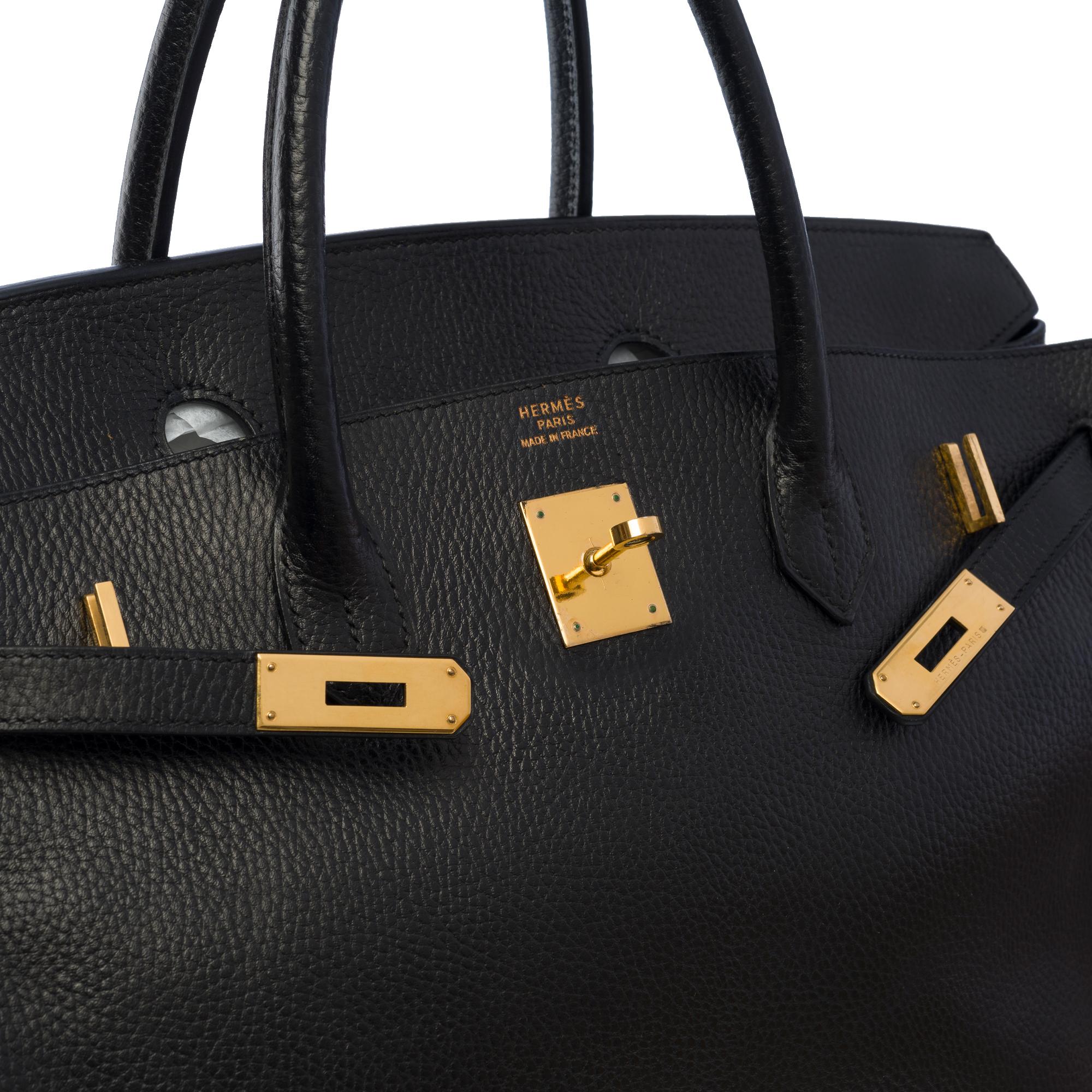 Classy Hermes Birkin 40cm handbag in Black Fjord leather, GHW 1