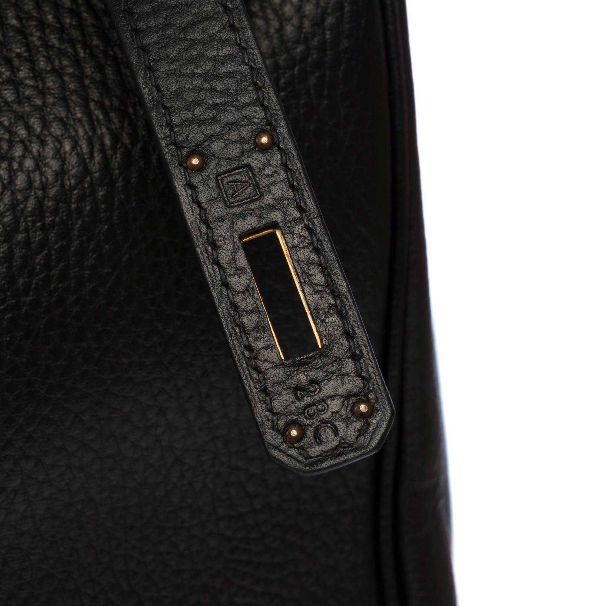 Classy Hermes Birkin 40cm handbag in Black Fjord leather, GHW 2