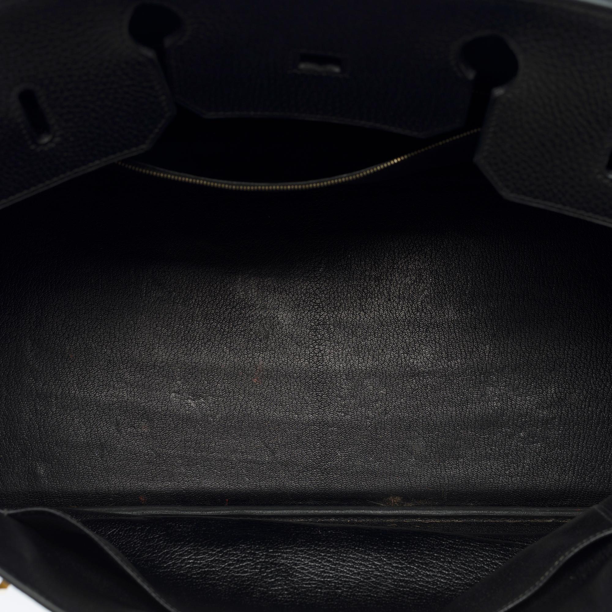 Classy Hermes Birkin 40cm handbag in Black Fjord leather, GHW 3