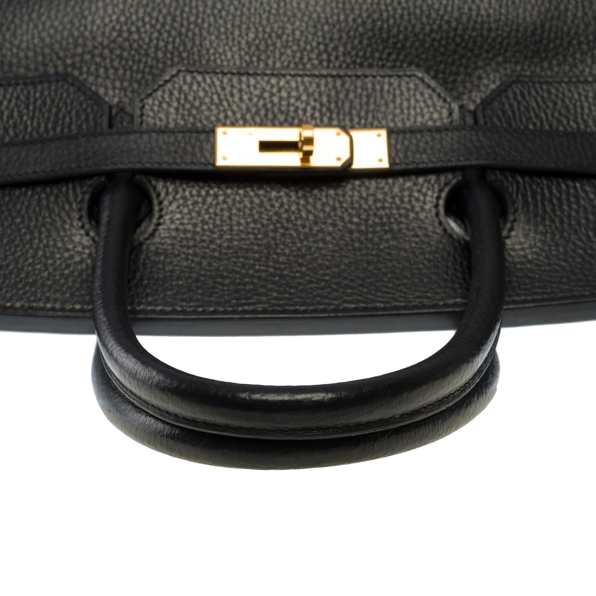 Classy Hermes Birkin 40cm handbag in Black Fjord leather, GHW 4