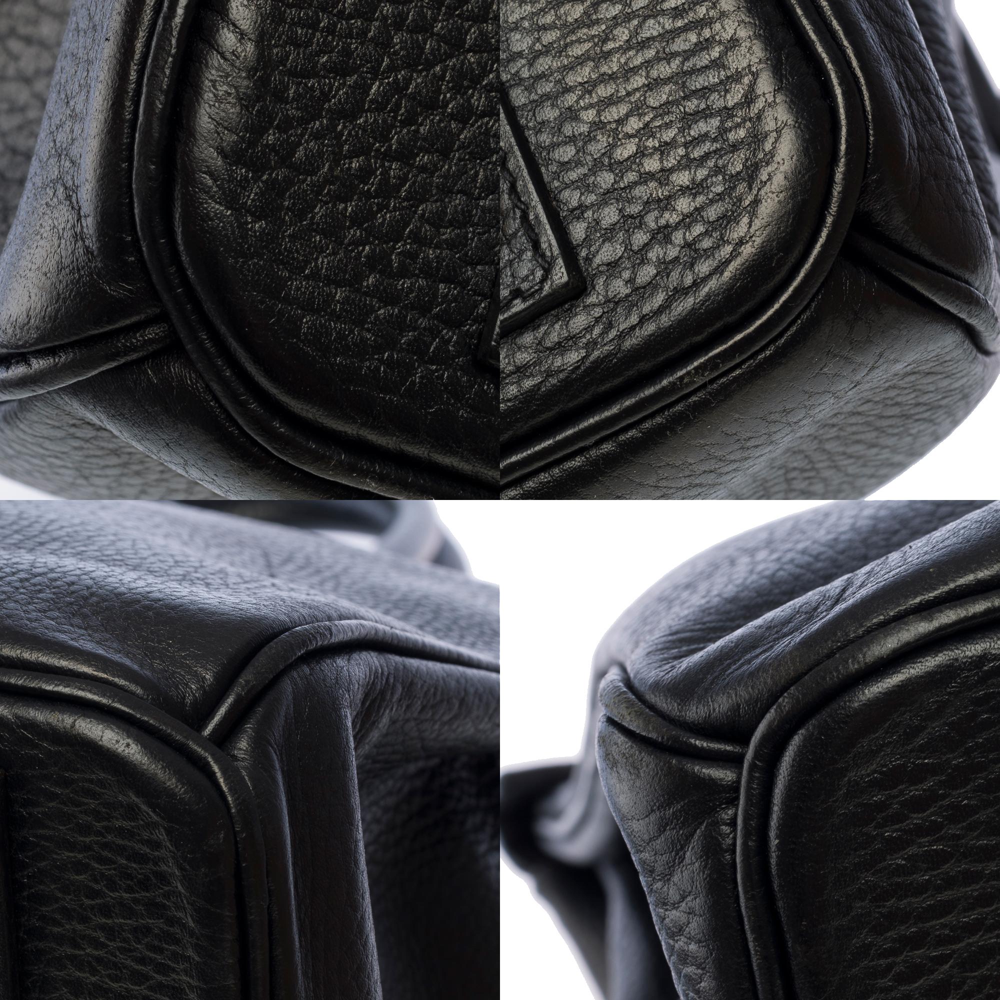 Classy Hermes Birkin 40cm handbag in Black Fjord leather, GHW 6