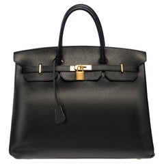Classy Hermes Birkin 40cm handbag in Black Fjord leather, GHW