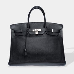 Borsa di classe Hermes Birkin 40cm in pelle di vitello nera Togo, PHW