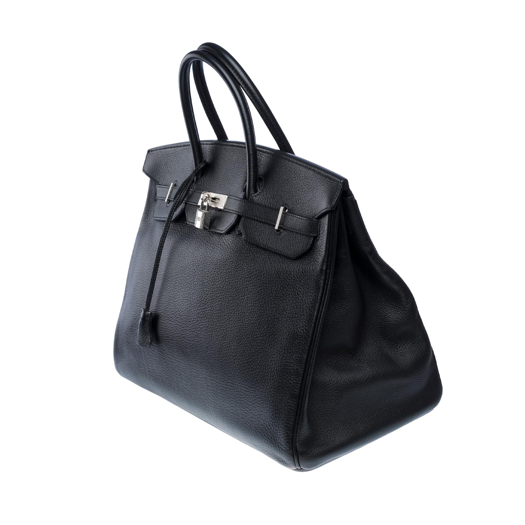 Classy Hermes Birkin 40cm handbag in Black Togo Calf leather, PHW 1