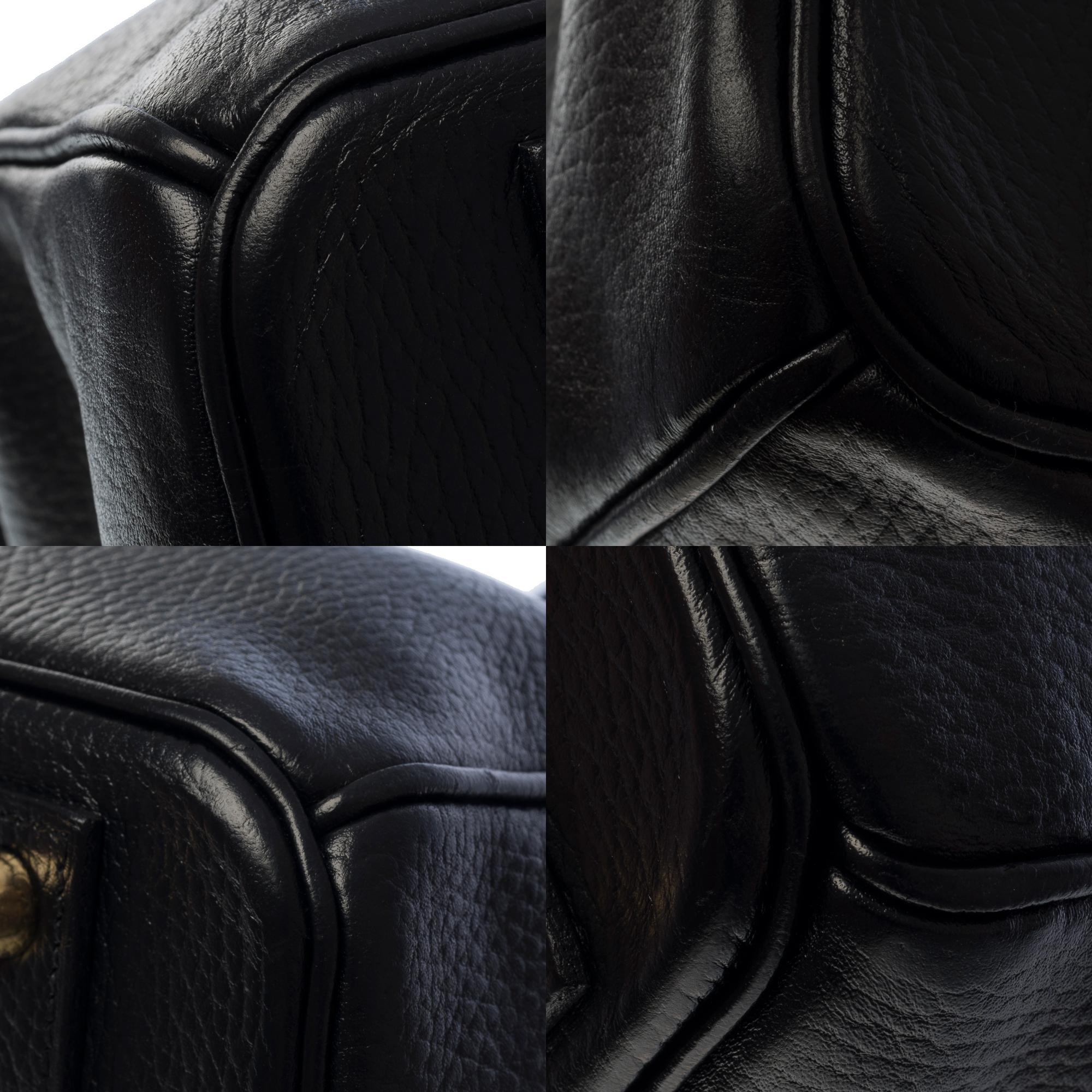 Classy Hermes Birkin 40cm handbag in Black Vache Ardennes Calf leather, GHW 7