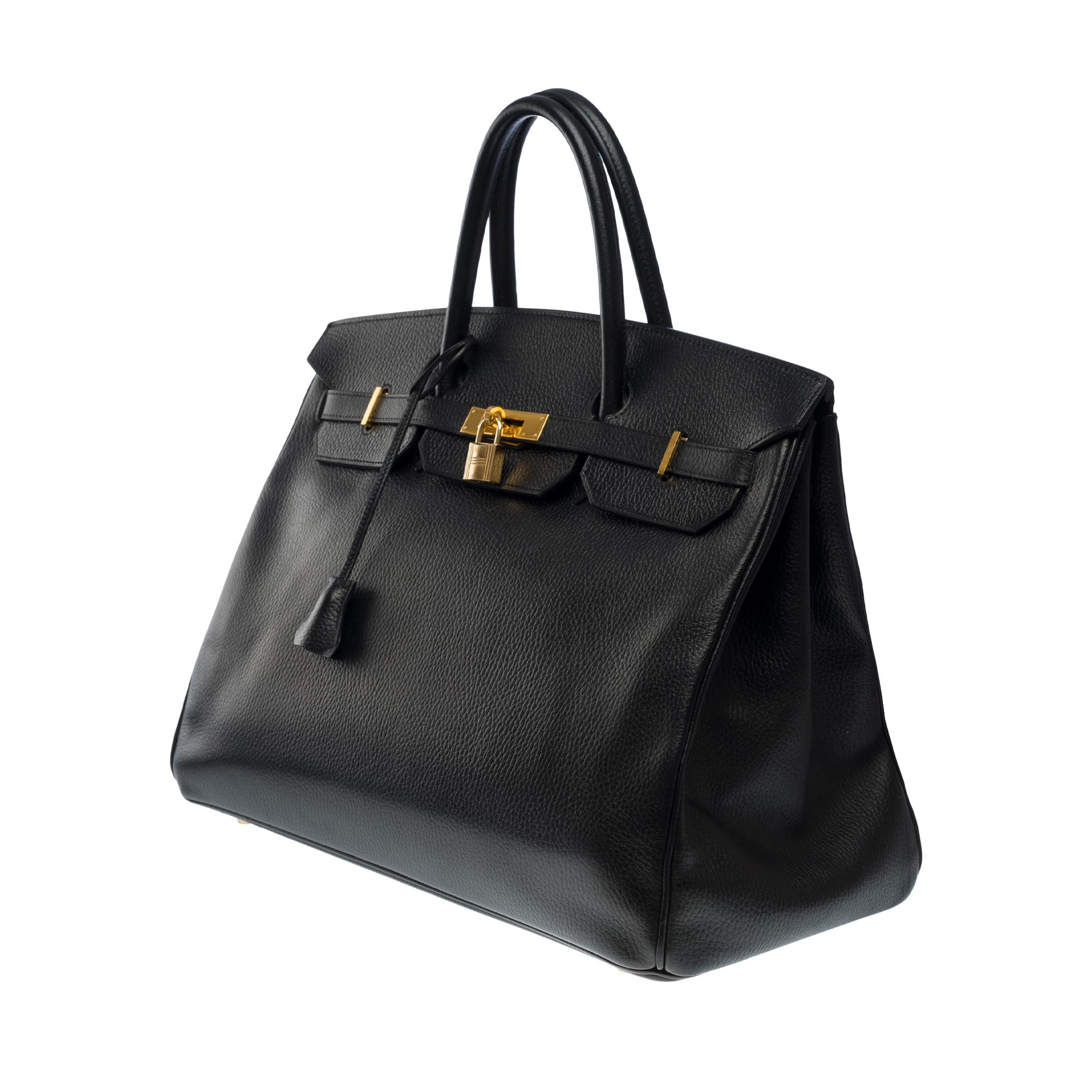 Women's or Men's Classy Hermes Birkin 40cm handbag in Black Vache Ardennes Calf leather, GHW