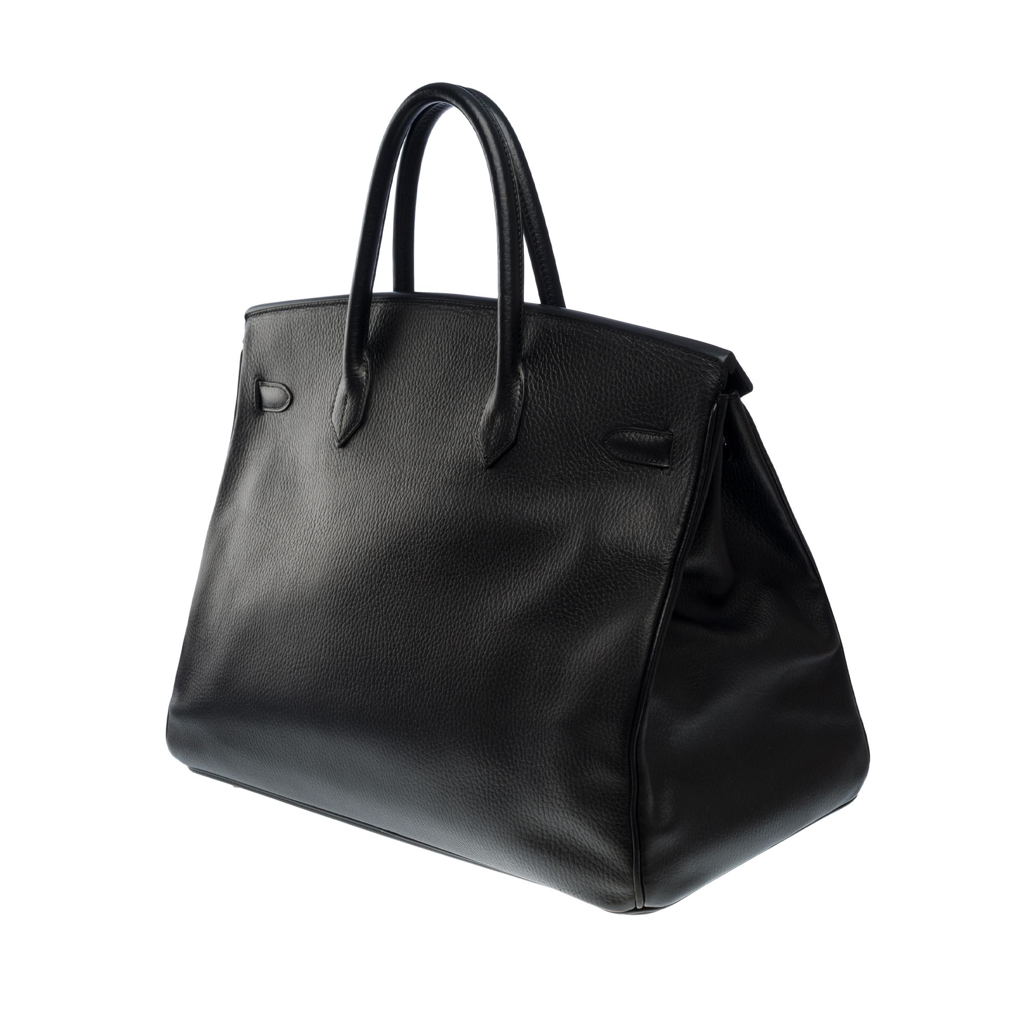 Classy Hermes Birkin 40cm handbag in Black Vache Ardennes Calf leather, GHW 1