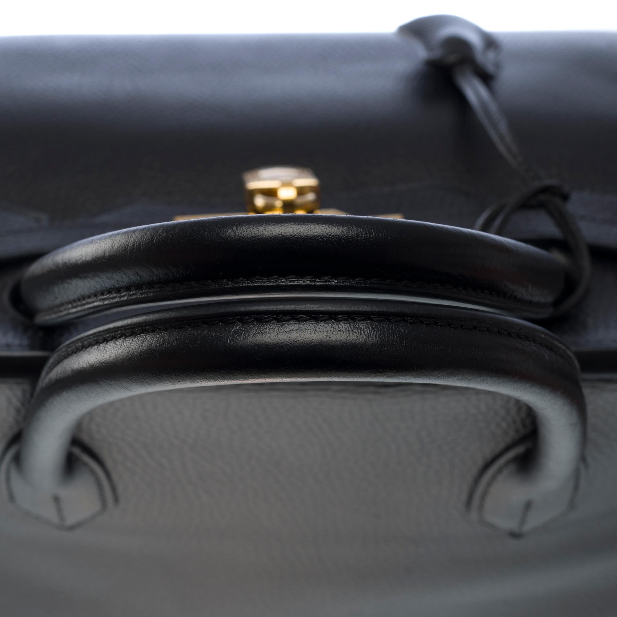Classy Hermes Birkin 40cm handbag in Black Vache Ardennes Calf leather, GHW 5