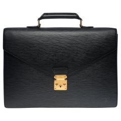 Classy Louis Vuitton "Ambassadeur" Briefcase in black epi leather, GHW
