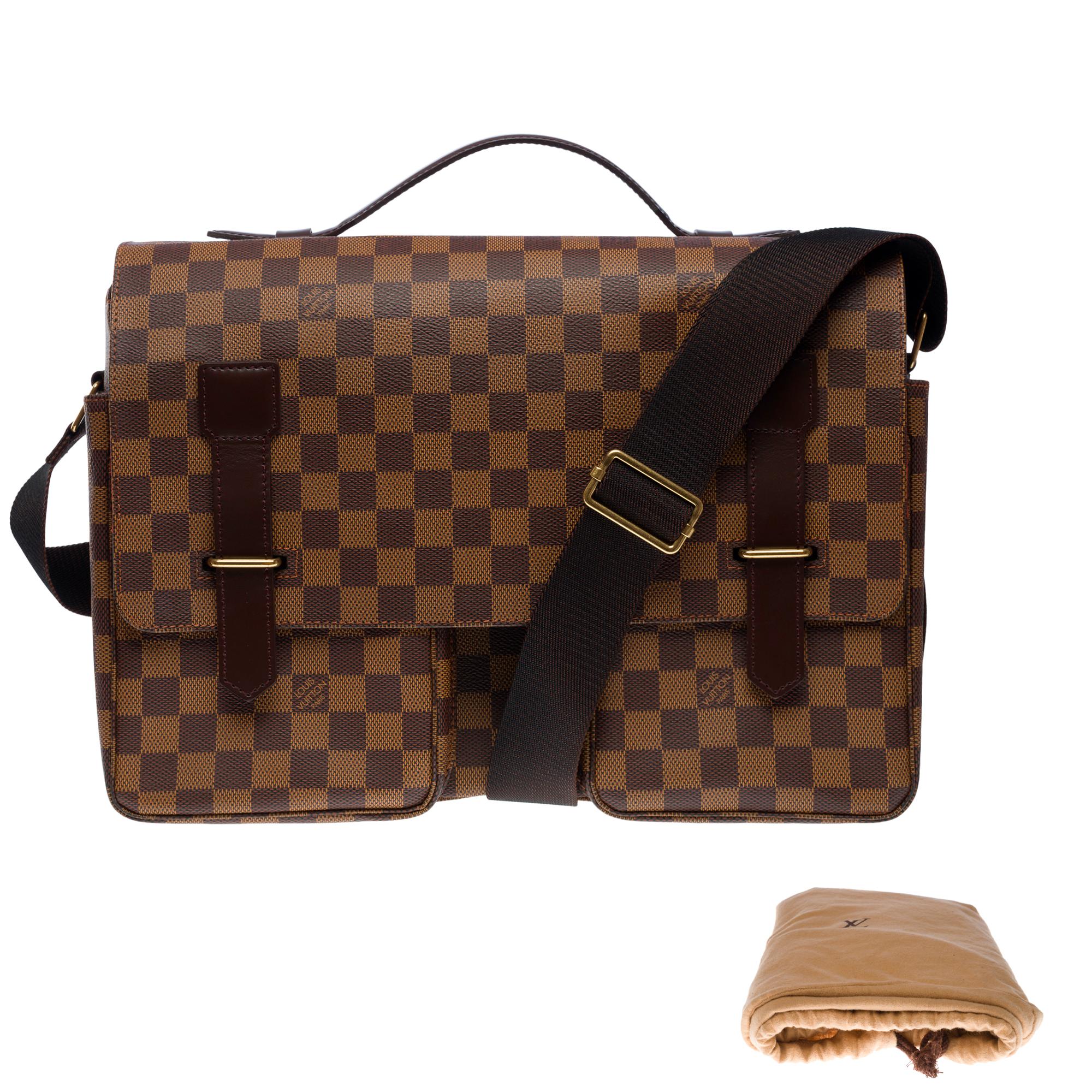 Classy Louis Vuitton Broadway Messenger shoulder bag in brown canvas, GHW In Good Condition In Paris, IDF
