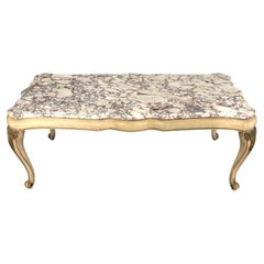 Classy Midcentury Louis XV Style Coffee Table with Stunning Marble Top