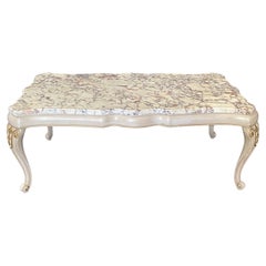 Classy Midcentury Louis XV Style Coffee Table with Stunning Marble Top