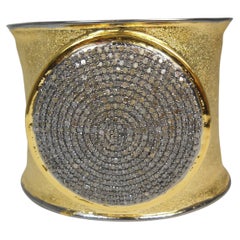 Classy Natürliche Diamanten Scheiben vergoldetes Silber-Manschettenarmband