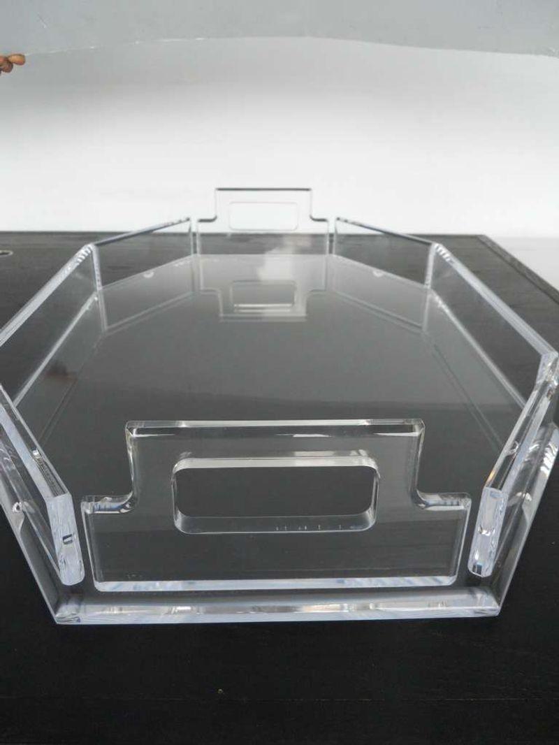 Contemporary Classy Pair of Clear Lucite Trays For Sale
